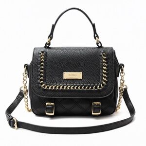 BCBG Black Crossbody Bag with Gold Chain Detail Stylish a